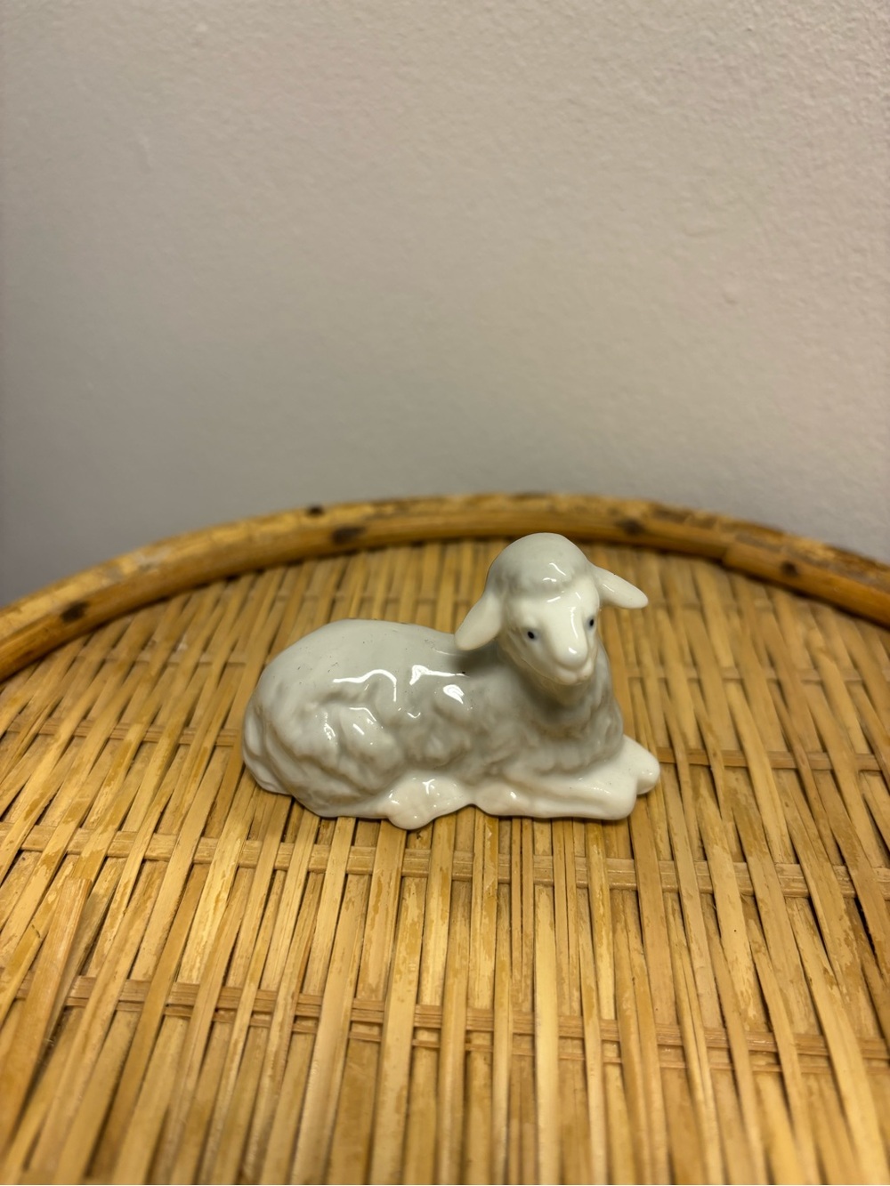 White Ceramic Lamb Figurine - Home Art Décor